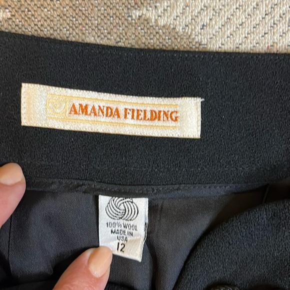 Amanda Fielding wool high waisted Pleated knotted waist detail trouser pants - Picture 3 of 16